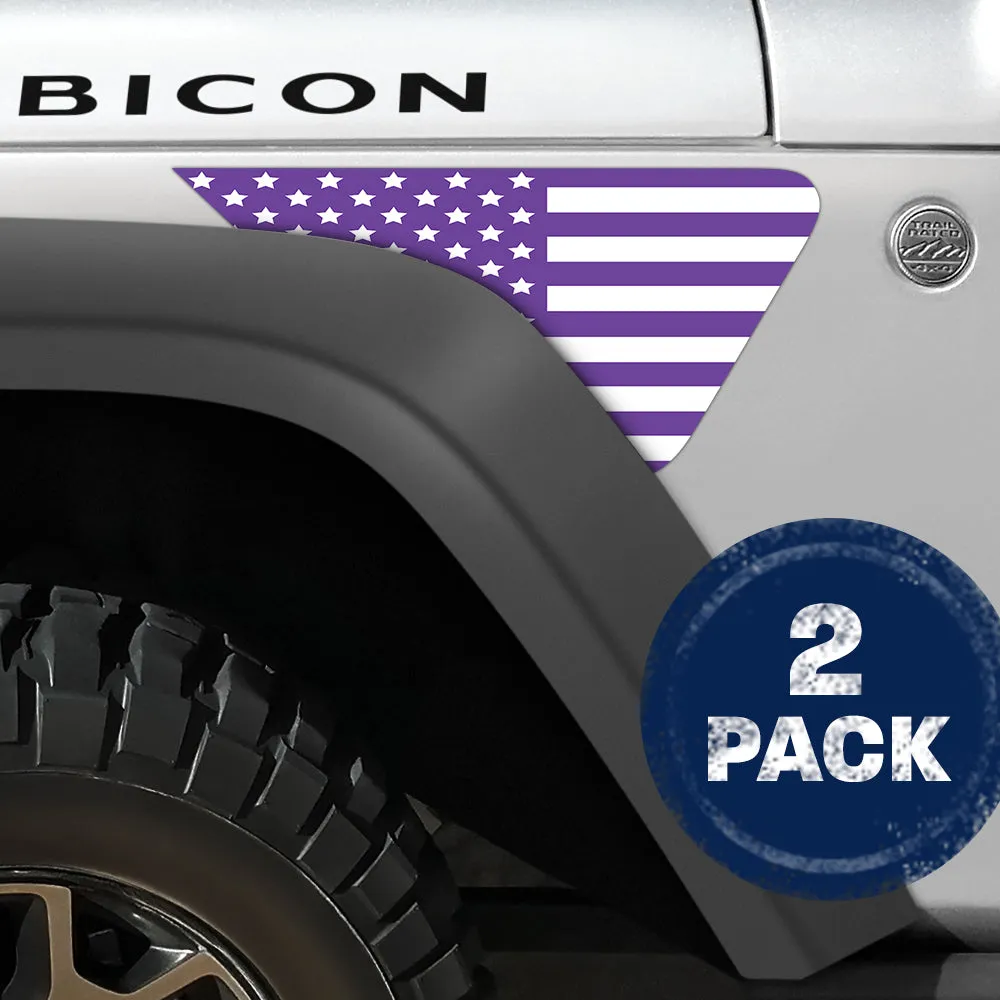White and Purple Flag 2pc Vinyl Fender Decal product image