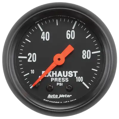 AutoMeter Gauge, Exhaust Press, 2 1/16", 100psi, Mechanical, Z Series