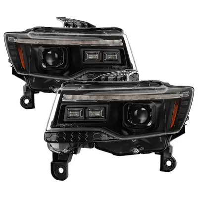 Spyder Auto Spyder Signature Jeep Grand Cherokee 2014 - 2021 Halogen Model Only Not Compatible With XenonHID Model Projector Headlights - Switchback LED Turn Signal Lights - Greeting Light Show - Low Beam H7 Included - High Beam H7 Included - Turn Sign