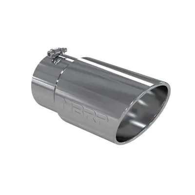 MBRP Exhaust Armor Pro Exhaust Tip; 5 in. Inlet Diameter; 6 in. Outlet Diameter; 12 in. Length; Angled Rolled Edge; T304 Stainless Steel; Mirror Polished;