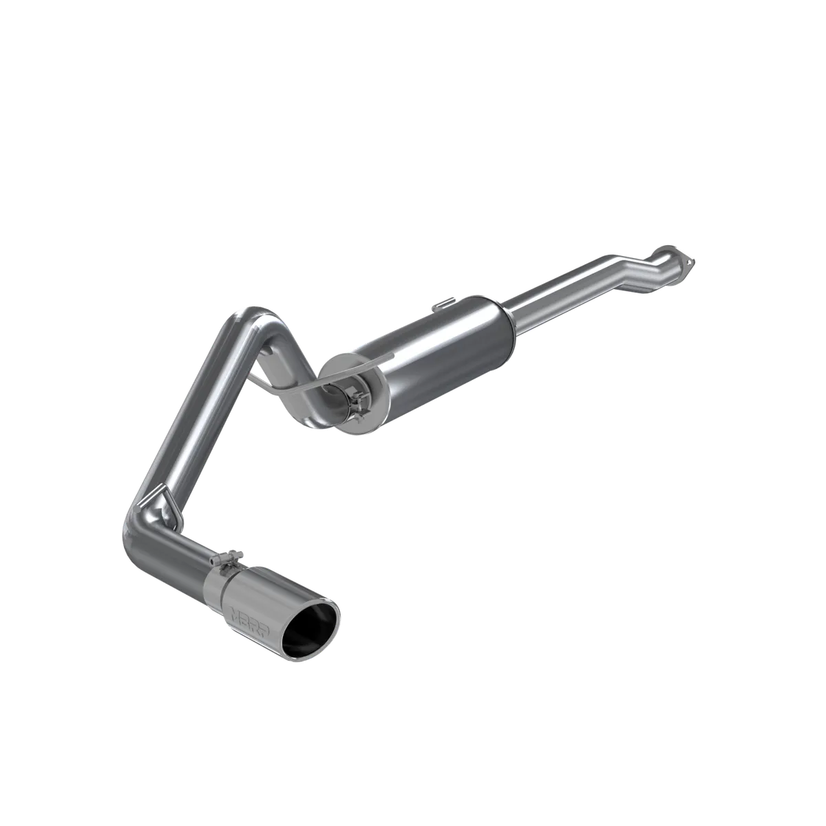 Armor Plus Cat Back Exhaust System; 3 in.; Incl. Front Pipe/Muffler/Tailpipe/Hardware/4 in. OD Tip; Single Side Exit; T409 Stainless Steel; product image