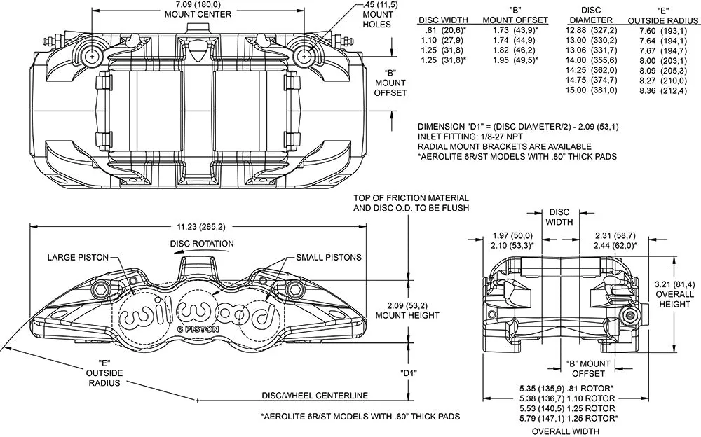 Wilwood CALIPERAERO61.751.381.381.25 ROTOR product image