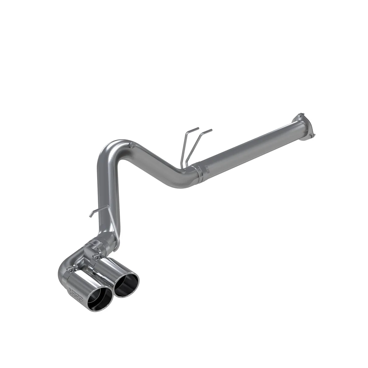 Armor Plus Filter Back Exhaust System; 4 in.; Incl. Ext. Pipe/Over Axle Pipe/Dual Outlet Tailpipe/Hardware/5 in. OD Tips; Dual Outlet Single Side Exit; T409 Stainless Steel; product image