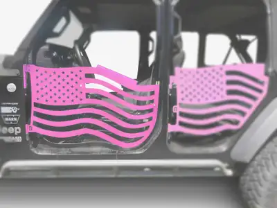 Steinjager Steinjäger Doors Wrangler JL 2018 to Present Trail, American Flag Design Front Doors Pinky
