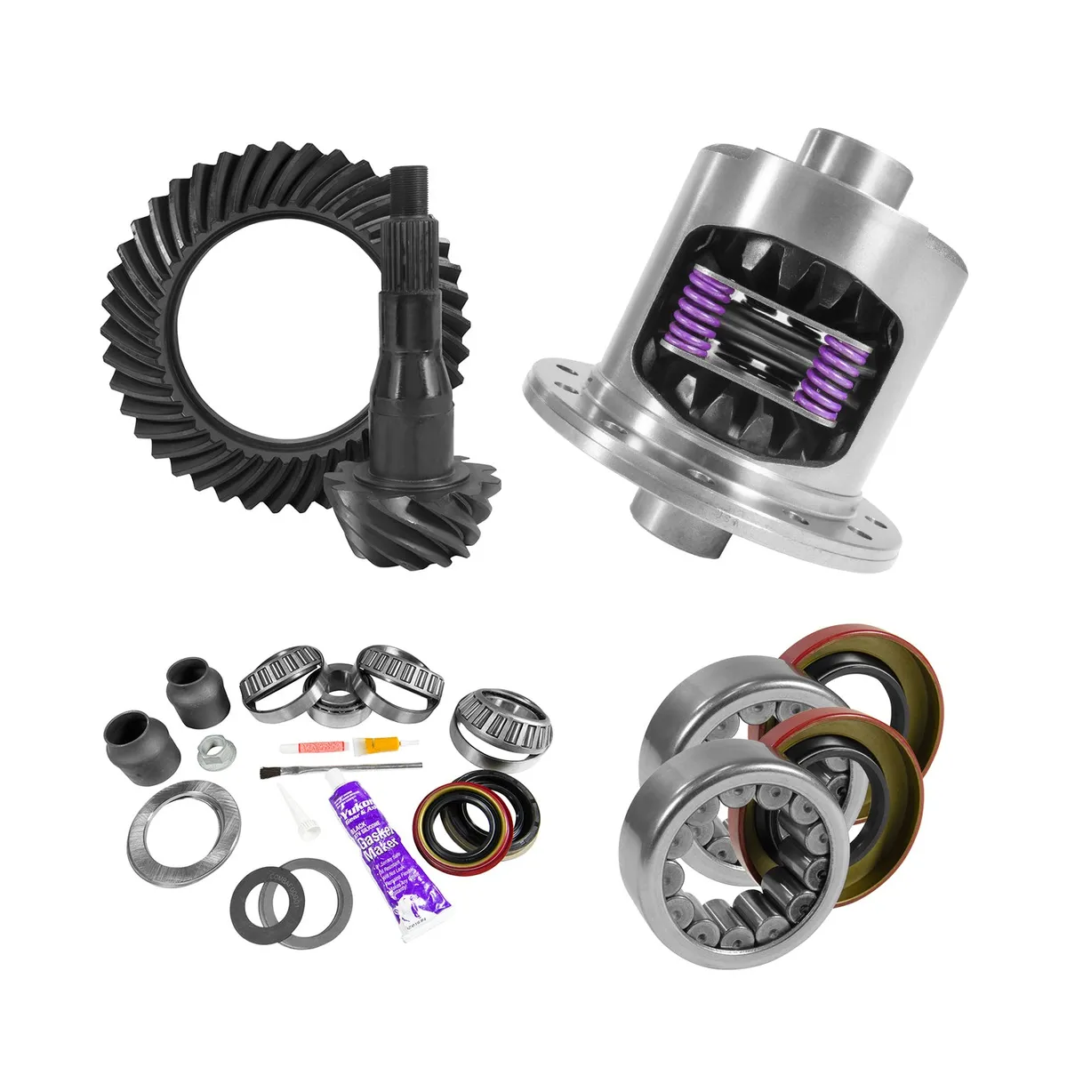9.75 Inch Ford 3.73 Rear Ring & Pinion Install Kit 34 Spline Posi 2.99 Inch Axle Bearing 9.75 Inch Ford 3.73 Rear R&P Gear/ Install Kit Package W/ T/L Posi & Ak 1561 (2.985 Inch Od) '00-'10 Trucks Yukon Gear product image