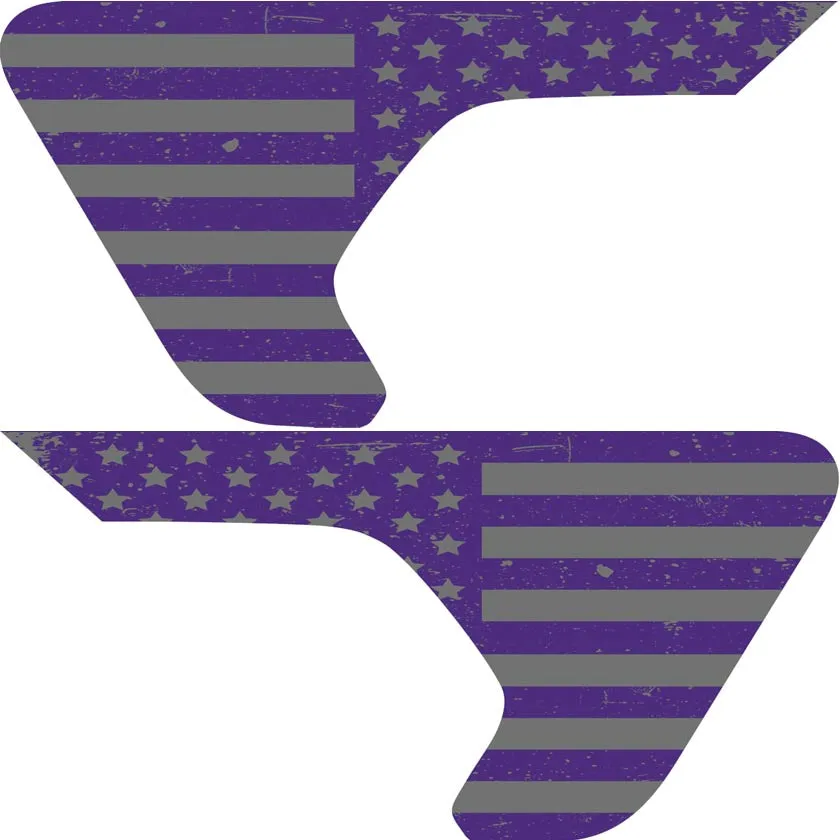 Distressed Purple and Silver Flag 2pc Vinyl Fender Decal product image