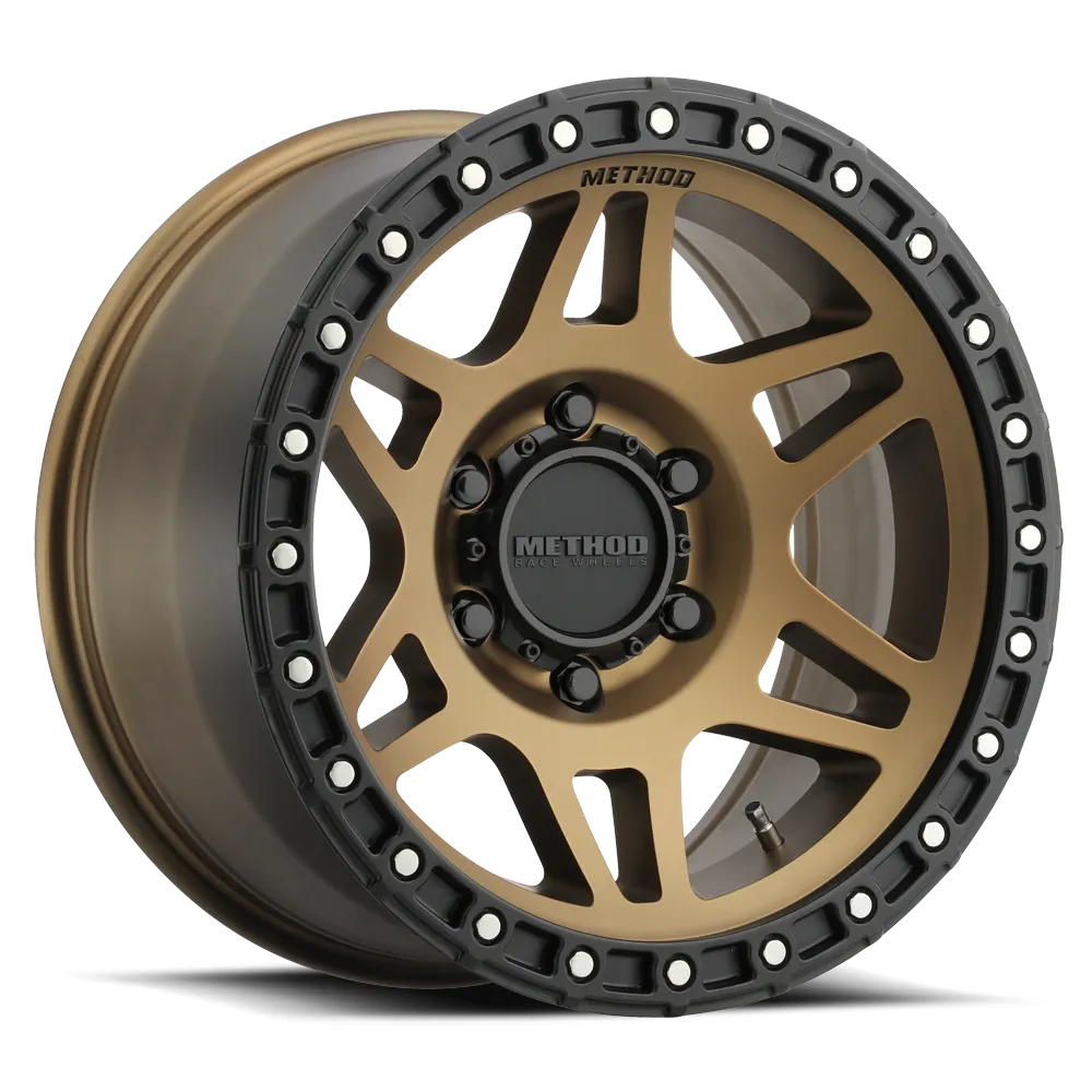 Aluminum Wheels 17x9 MR312 Bolt Pattern 6 On 139.7 Offset -12 Lip Size 0.91 Method Bronze BRZ Matte Black Lip Method product image