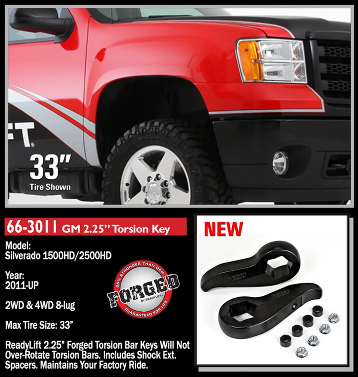 2.25" Front Leveling Kit W/ Forged Torsion Key - GM 2500/3500 HD 2011-2019 product image