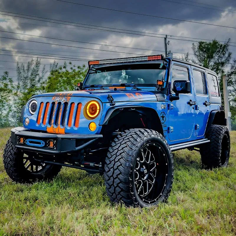"dot Certified 7"" 80w LED Halo Headlights With DRL & Turn Signals For Jeep Wrangler JK Tj" product image