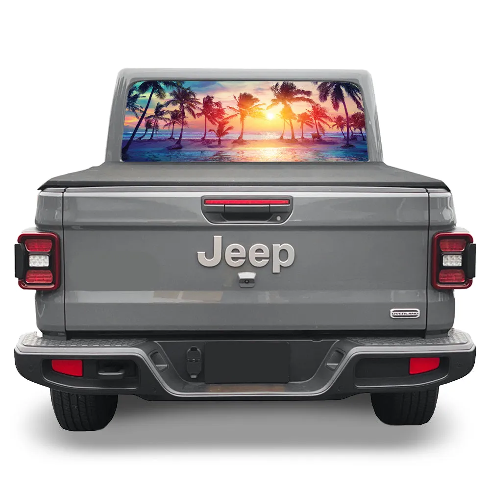 Sunset Palm Trees Rear Window Decal product image