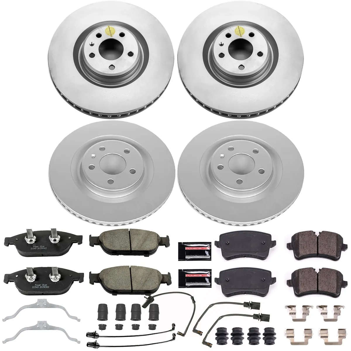 Z23 Sport Geomet Coated Rotor Kit For European Vehicles: Genuine Geomet Fully Coated Rotors; Carbon-Fiber Ceramic Pads W/Hardware; Pad Sensors product image