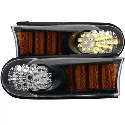 ANZO USA LED Parking Lights; Clear Lens; Black Housing; Amber Reflector; Pair;