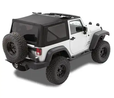 Bestop Replace-A-Top for OEM Hardware For Jeep 2010-2018 Wrangler JK 2 Door Tinted Black Premium Twill No Door Skins Included Bestop