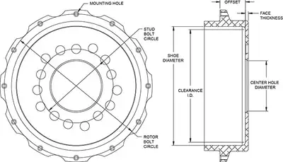Wilwood Brakes Wilwood HATD-DRUM12x8.75 BC5x4.504.755.00