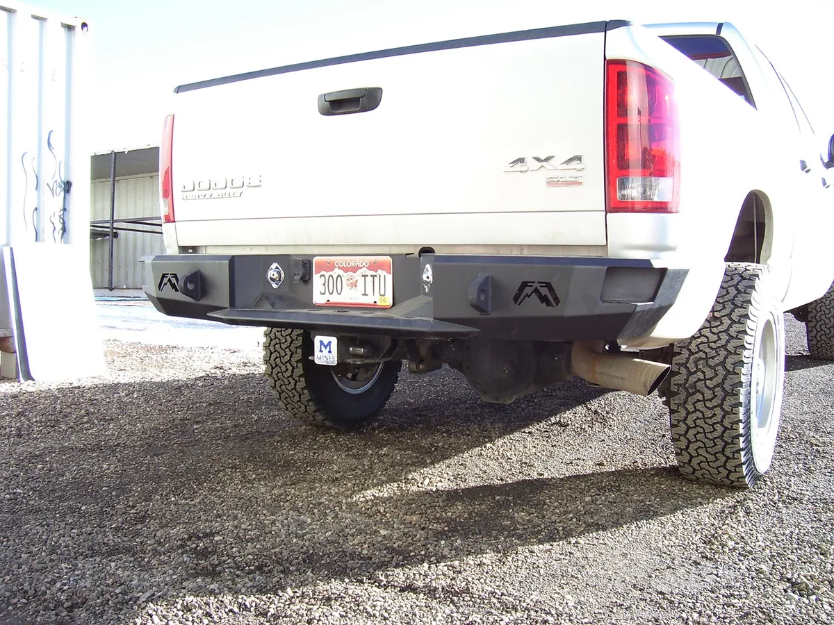 Heavy Duty Rear Bumper; 2 Stage Black Powder Coated; Incl. 0.75 in. D-Ring Mount; product image