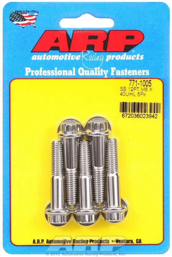ARP Auto Racing S/S Bolt Kit - 12pt. (5) 8mm x 1.25 x 40