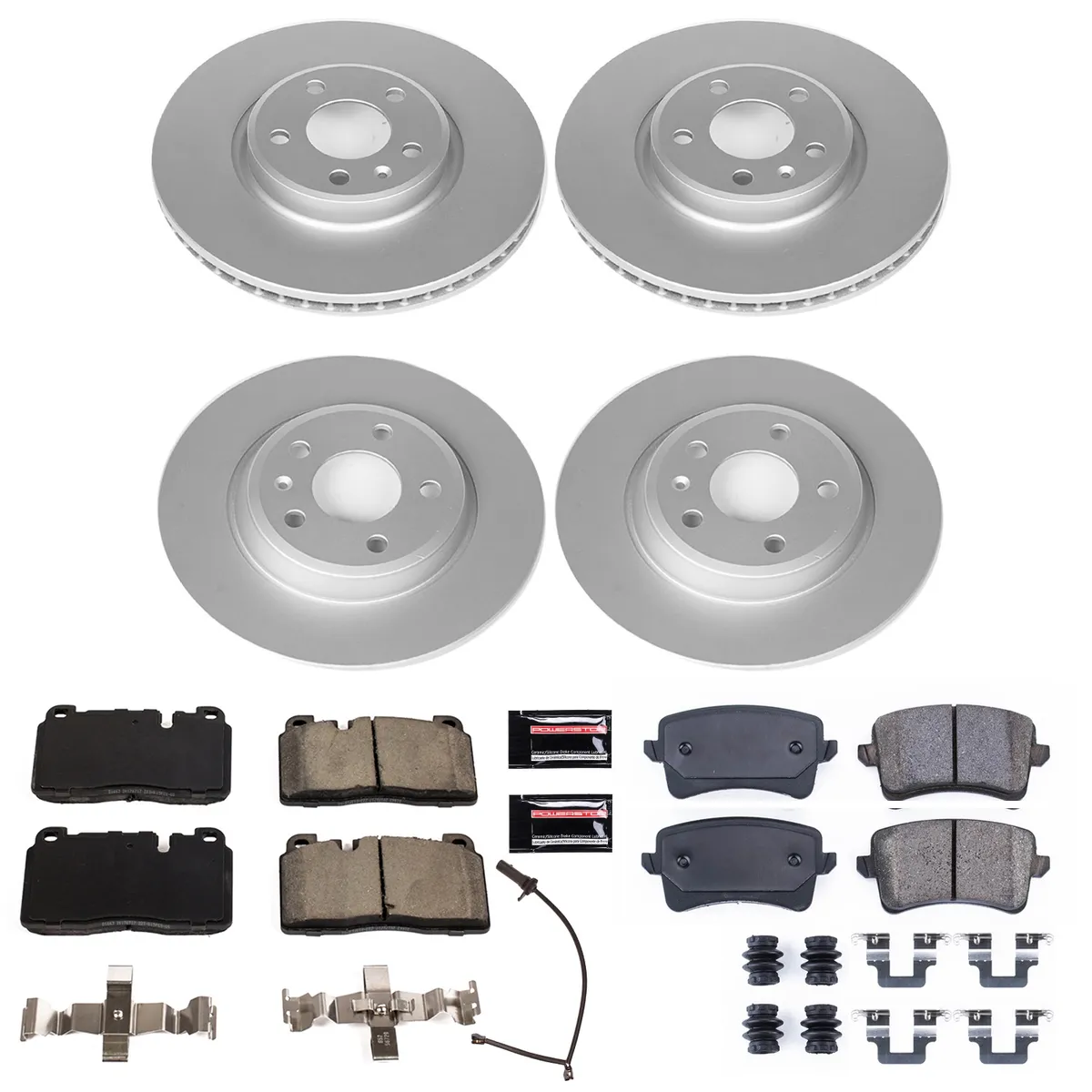 Z23 Sport Geomet Coated Rotor Kit For European Vehicles: Genuine Geomet Fully Coated Rotors; Carbon-Fiber Ceramic Pads W/Hardware; Pad Sensors product image