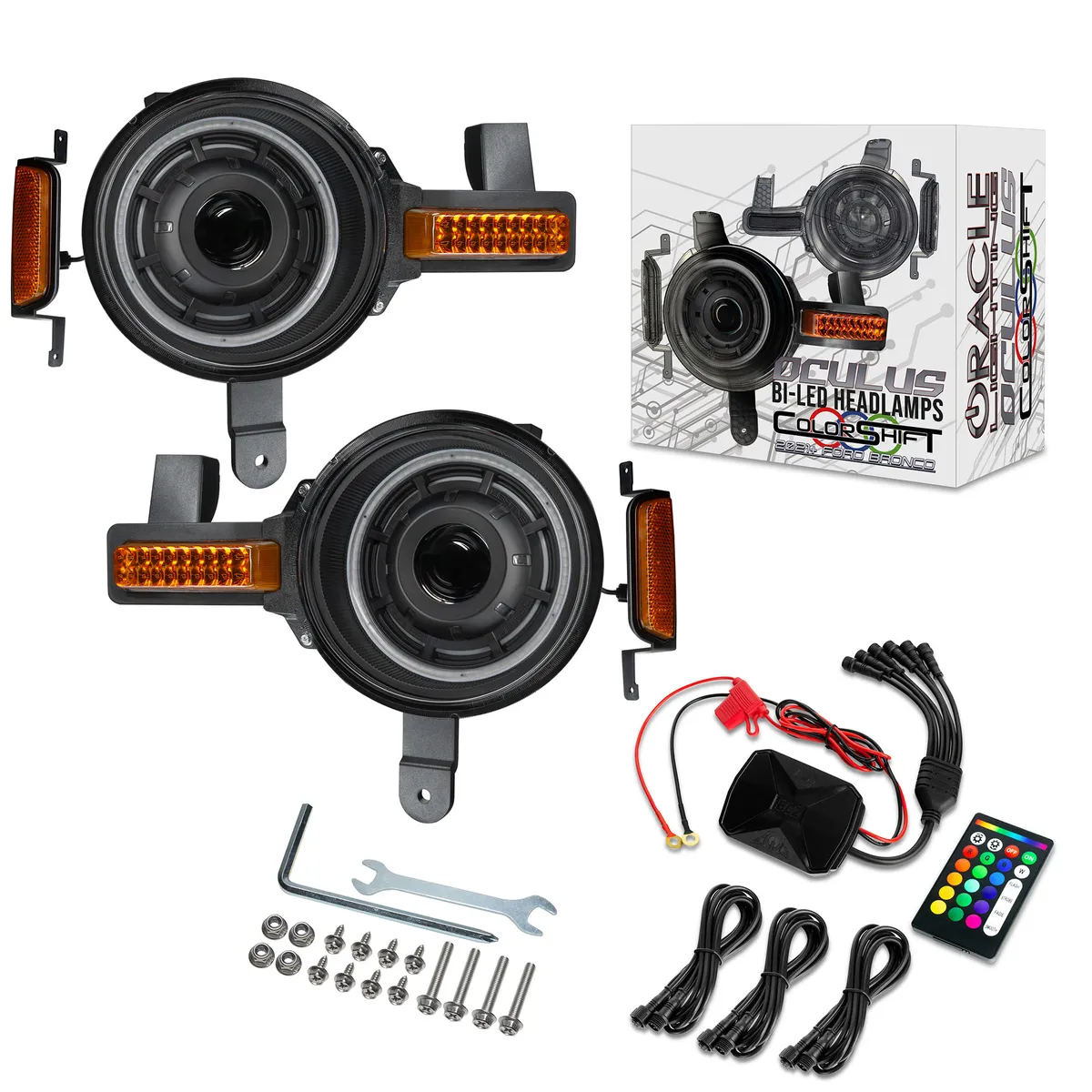 Oracle Lighting 5886-BC2 Oculus Bi-LED Projector Headlights for 2021+ Ford Bronco - ColorSHIFT LED product image