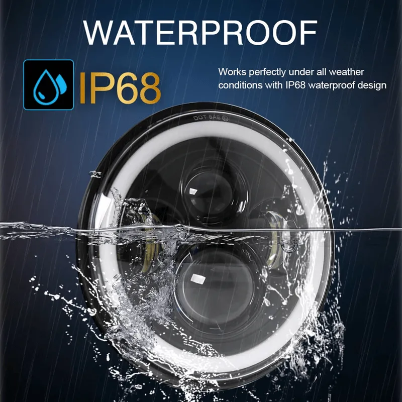 LED RGB Color Changing Halo Headlights with Amber Turn Signal + Fog Light Kit Combo For 2007-2018 Jeep Wrangler JK product image