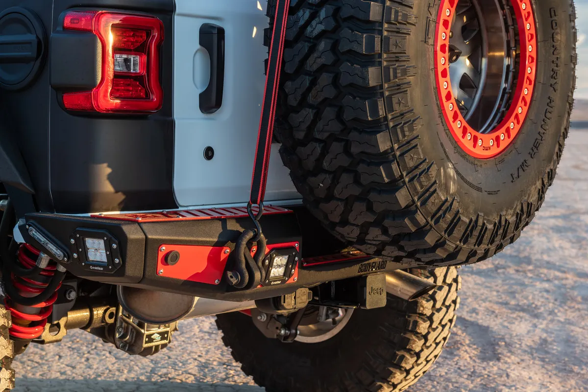 2018-2025 Jeep Wrangler JL Rear Bumper Sensor Cutouts Reverse Light Cutouts Texture Black Powdercoat Bodyguard Bumpers product image