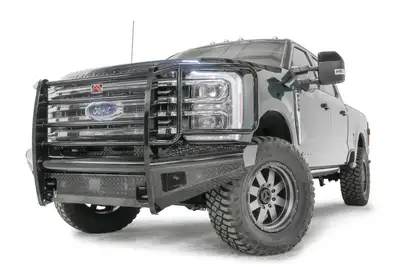 Fab Fours Black Steel Front Bumper; w/Full Grill Guard; Sensor Compatible; Gloss Black;