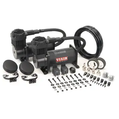 Viair Corporation Dual Stealth Black 380c Value Pck W/Blk Sleeved Hoses 200 PSI 380c/2 165/200 p. Switch 40 Amp Relay/