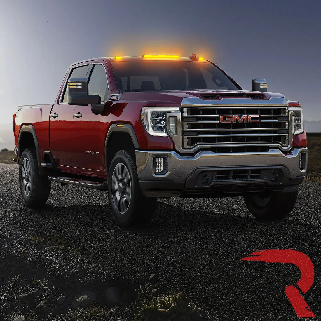 Gmc Chevy 20-23 4th Gen Body Style Heavy-Duty 3-Piece Set Amber Cab Roof Light Lens With 2-Way Forward Rear Facing Amber Ultra High-Power Leds - Includes Complete Wiring Kit For Installation on Truck That Did Not Come With OEM Installed Cab Roof product image