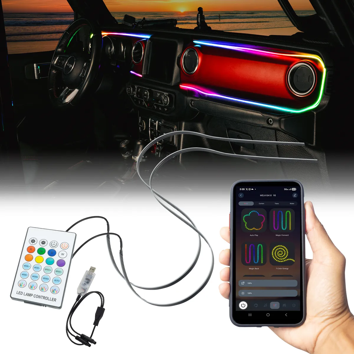 ORACLE Lighting 2018-2023 Jeep Wrangler JL/Gladiator JT Dynamic ColorSHIFT LED Interior Dash Board Kit product image