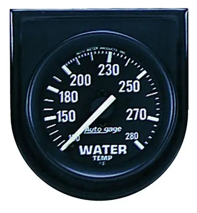 AutoMeter Gauge Console, Water Temp, 2", 280?F, Blk Dial, Blk Bezel, AutoGage
