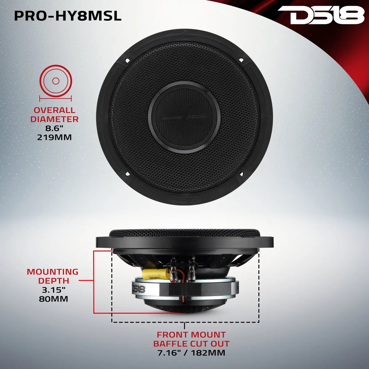 PRO 8" Shallow Coaxial Hybrid Mid-Range Loudspeaker with Built-in Driver | 200W RMS 8-Ohm product image