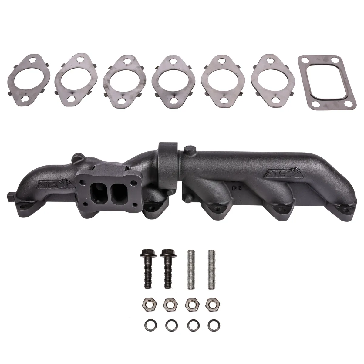 ATS Pulse Flow Exhaust Manifold Kit Fits 2003-2007 5.9L Cummins 2-Piece T3 T4 With Optional Premium Hardware And Gaskets product image