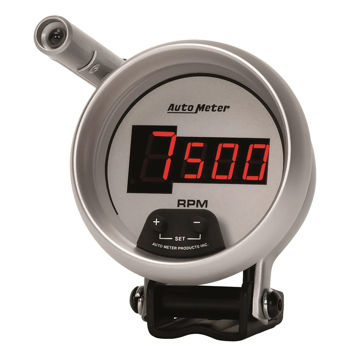 Gauge, Tach, 3 3/4", 10k RPM, Pedestal w/ ext. Quick-Lite, Digital, Slvr Dial w/ Red LED product image