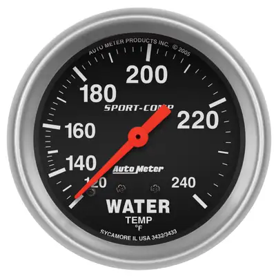 AutoMeter Gauge, Water Temp, 2 5/8", 120-240?F, Mechanical, Sport-Comp
