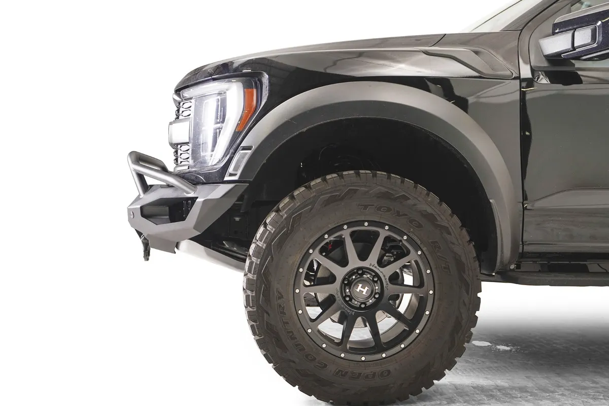 Matrix Front Bumper; 2 Stage Black Powder Coated; w/Pre-Runner Guard; ACC Compatible; product image