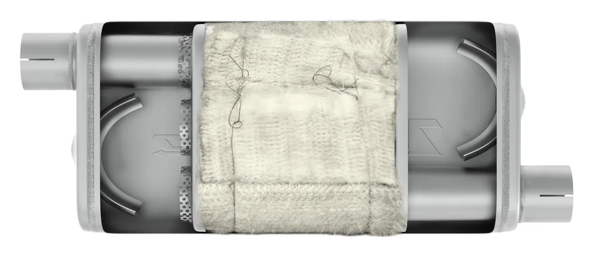 Turbo Pro Muffler 18 Inch Body 2.5 Inch Offset Inlet/Offset Outlet 409 Stainless MVT30 product image