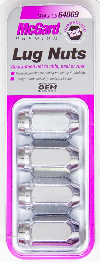 McGard Hex Lug Nut M14x1.5 Cone Seat 22mm Hex 1.635 in Oal Chrome (4 Pk)