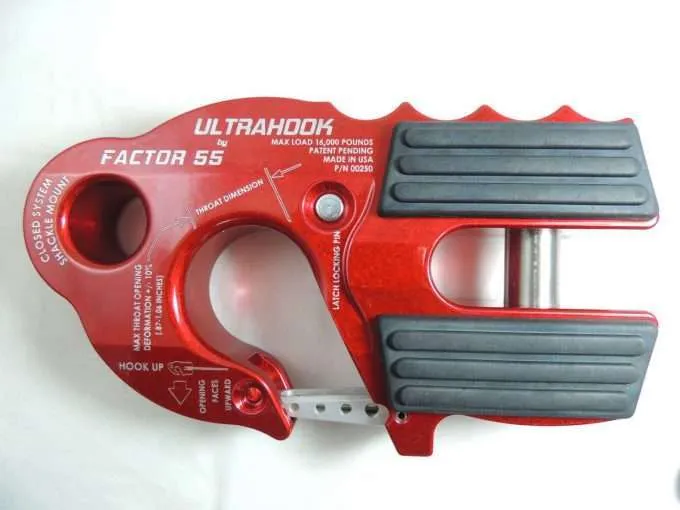 Factor 55 00250-01 Ultrahook Winch Hook With Shackle Mount -- Red product image