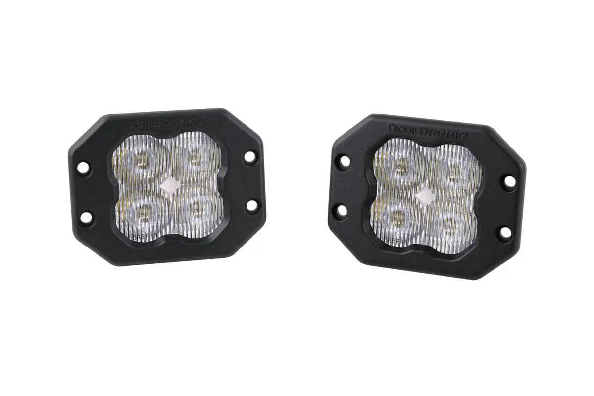 Diode Dynamics SS3 White Pro Flush Mount LED Pod Pair, SAE Fog - Amber product image