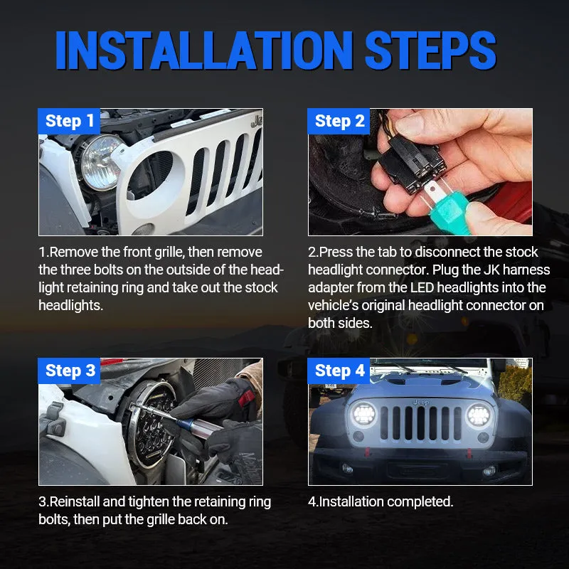 "Honey Comb 7"" 75W Cree LED Headlight DRL Hi/Lo Beam For 1997+ Jeep Wrangler JK/TJ/CJ/LJ/JL & Gladiator JT" product image