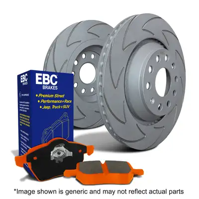EBC Brakes S7 Kits Orangestuff and BSD Rotors; Rear; FMSI Pad No. D702; Vented; 8 Bolt Holes; 352mm Dia.; 131mm Height; 30mm Thick; 122.9mm Center Hole Dia.;