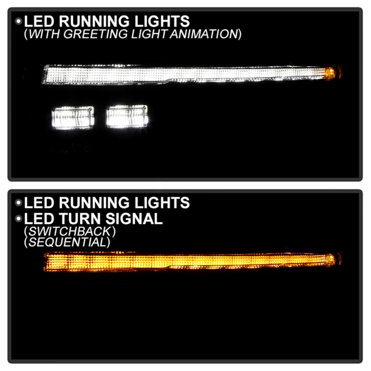 ( Spyder Signature ) Jeep Grand Cherokee 2014 - 2021 Halogen Model Only ( Not Compatible With Xenon/HID Model ) Projector Headlights - Switchback LED Turn Signal Lights - Black product image