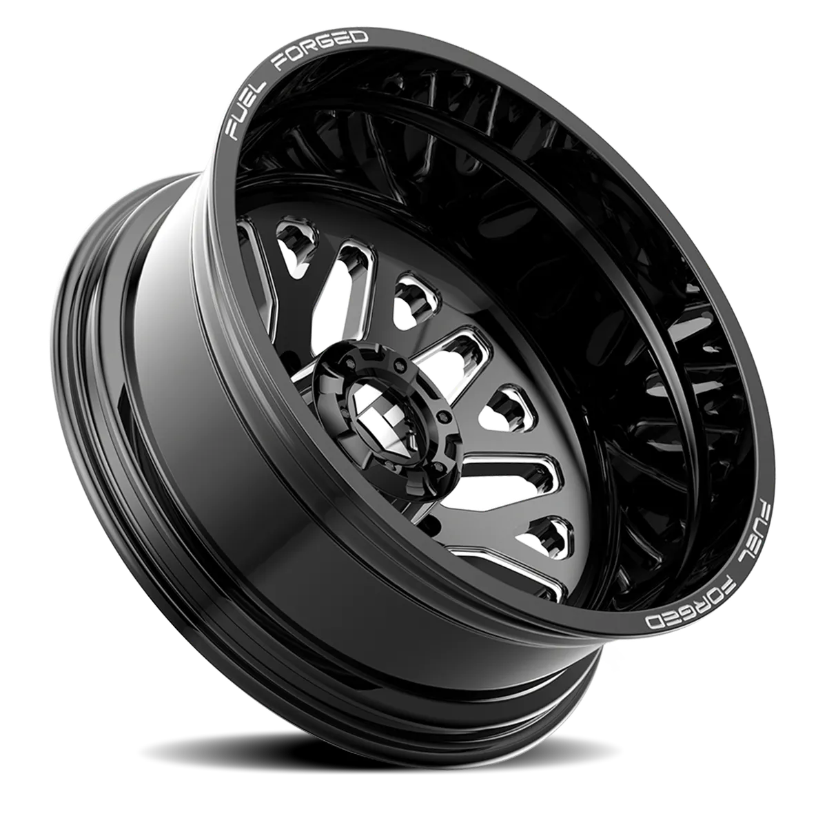 Fuel Off-Road Dually Wheels 22X8.5 FF19D Dually DE19 BK 10 On 225 Gloss Black Milled 170.1 Bore -202 Offset Outer Dually Fuel Off Road Wheels