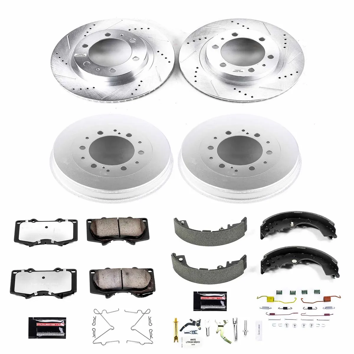 Z36 Truck/Tow Upgrade Kit: Drilled/Slotted Rotors; Carbon-Fiber Ceramic Pads W/Hardware; Coated Drums; Shoes W/Hold Down And Adjuster Kit product image