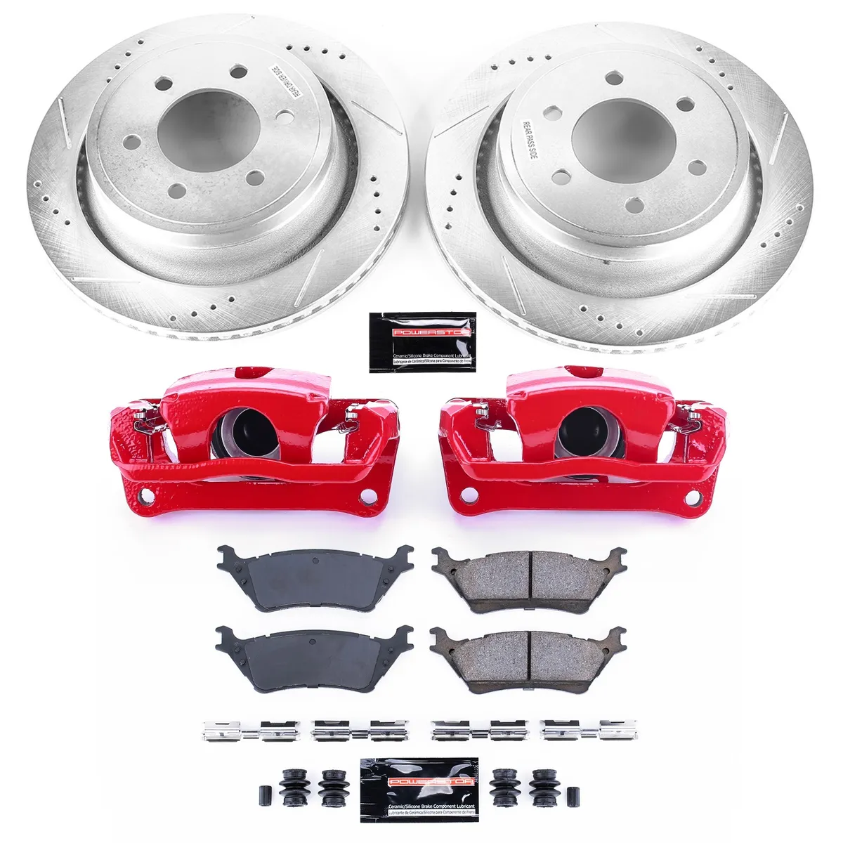 Z23 Evolution Sport Upgrade Kit: Drilled/Slotted Rotors; Carbon-Fiber Ceramic Pads; Powder Coated Calipers product image