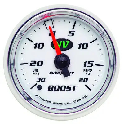 AutoMeter Gauge, Vac/Boost, 2 1/16", 30inHg-20psi, Mechanical, NV