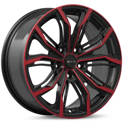 RTX Wheels Black Widow 18x8 5x114.3 Et42 Cb73.1 Gloss Black Machined Red