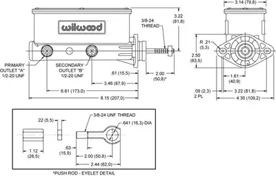 Wilwood Brakes Alum Tandem M/C Black Ford Mustang 7/8in Bore