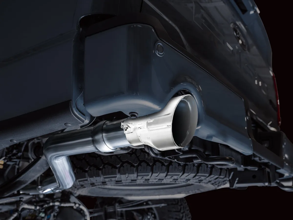 AWE 0FG Resonated Catback for 21 Ford F-150 Tremor (With Bumper Cutouts) - Chrome Silver Tips 3015-32402 product image