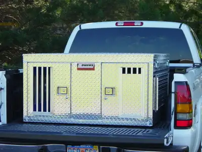 Owens Products Dog Box Hunter Series Double Compartment / Tall / 48 W x 45 D x 25 H / All Seasons Vents / Diamond Tread Aluminum / Owens Products