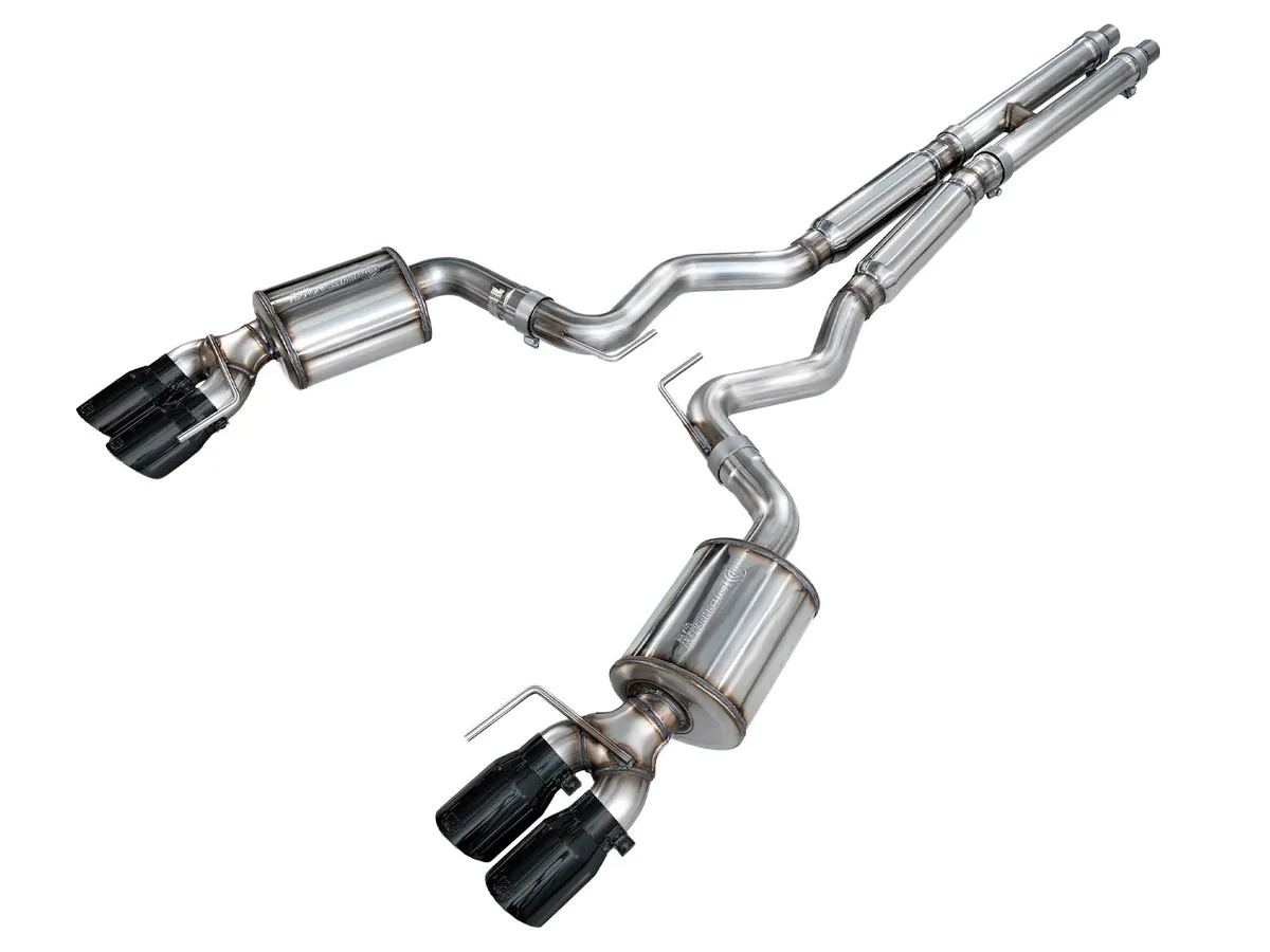 AWE Touring Edition Cat-back Exhaust for the '18-'23 S550 Mustang GT - Quad Chrome Silver Tips product image